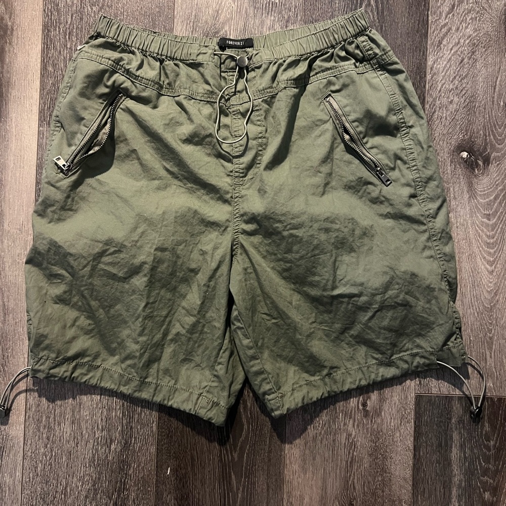 Forever 21 Green Cargo Shorts with Utility Design